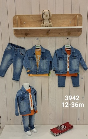 Комплект одежды для мальчиков: джинсы, джинсовая куртка и футболка BEBESSI